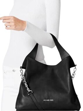 ✨ MICHAEL KORS Devon Large Shoulder Tote | Black Leather | Silver Hardware ✨
